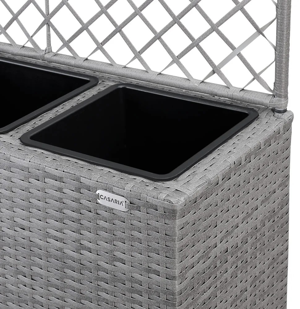 Casaria® Virágtartó boxszal és rácsozatttal - szürke
