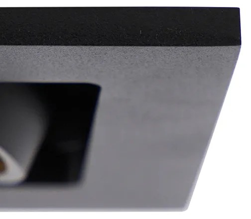 6 darabos fekete téglalap alakú, 2 égős süllyesztett spotlámpa szett - Qure