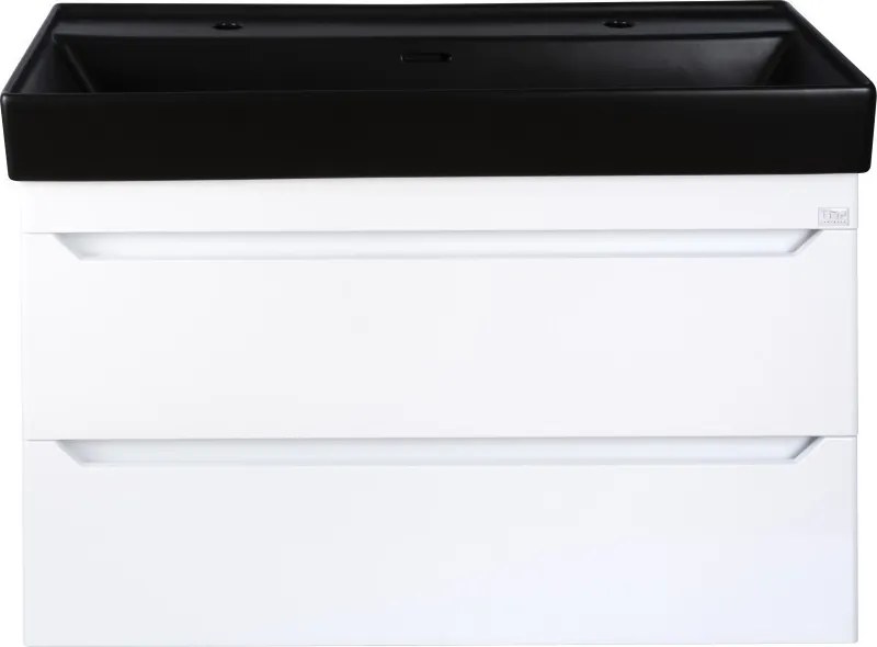 TMP SHARP 100D fali fürdőszobabútor - CeraStyle SHARP FEKETE DUPLA csaplyukas mosdóval - 100 x 48 cm
