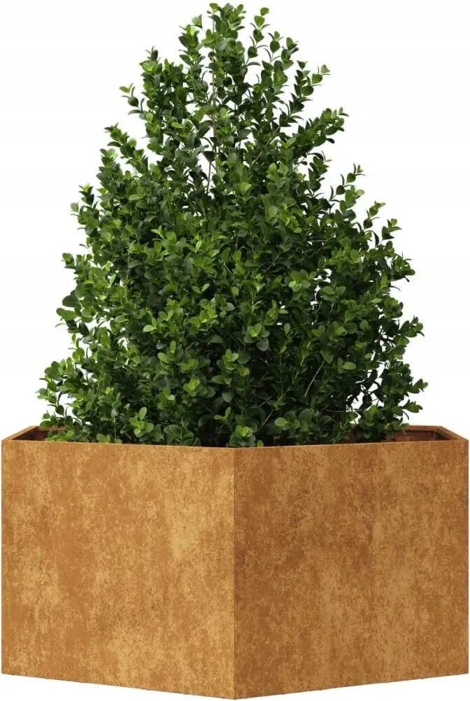 Kerti Virágtartó, hatszögletű, 104x90x45 cm, kortenov acél