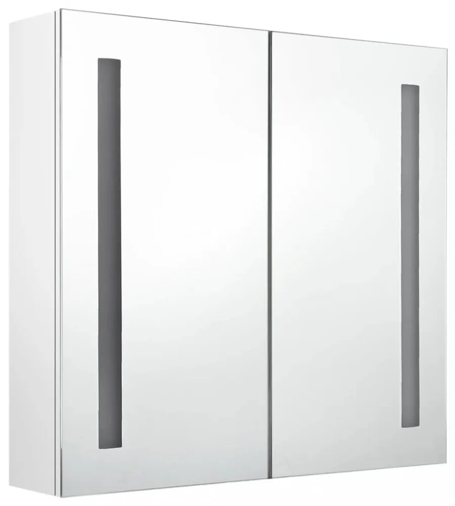 fényes fehér LED-es tükrös fürdőszobaszekrény 62 x 14 x 60 cm