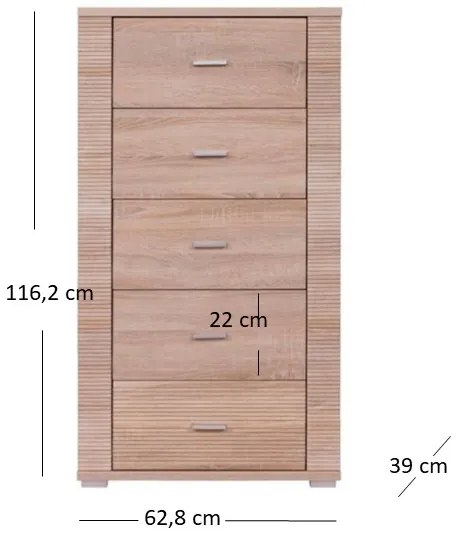 Komód Gwenn 5S (szonoma tölgy). 1052945