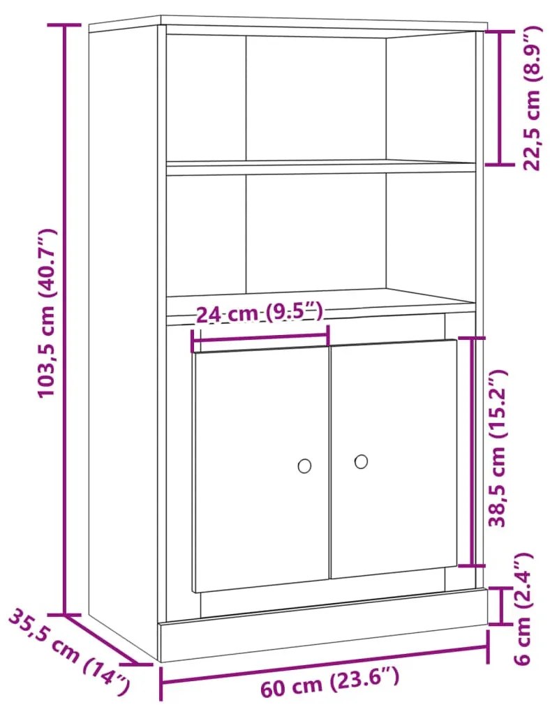 antik fa színű szerelt fa magasszekrény 60x35,5x103,5 cm
