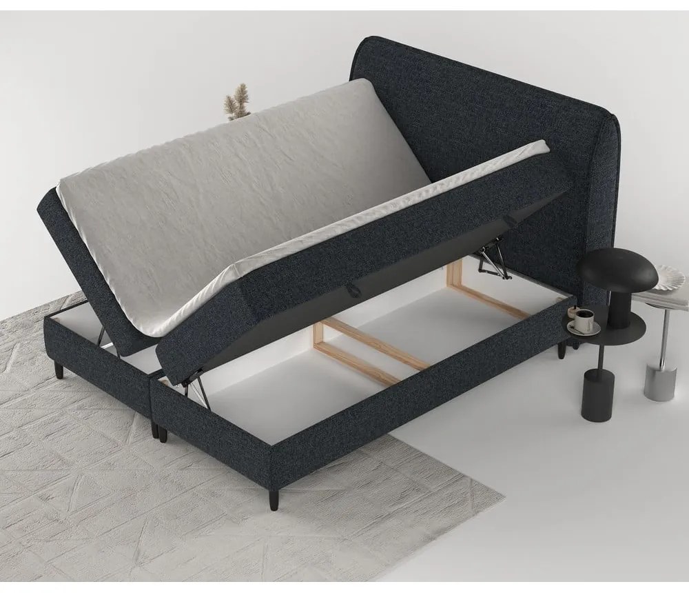 Fekete ágyneműtartós boxspring ágy 140x200 cm Melba – Maison de Rêve