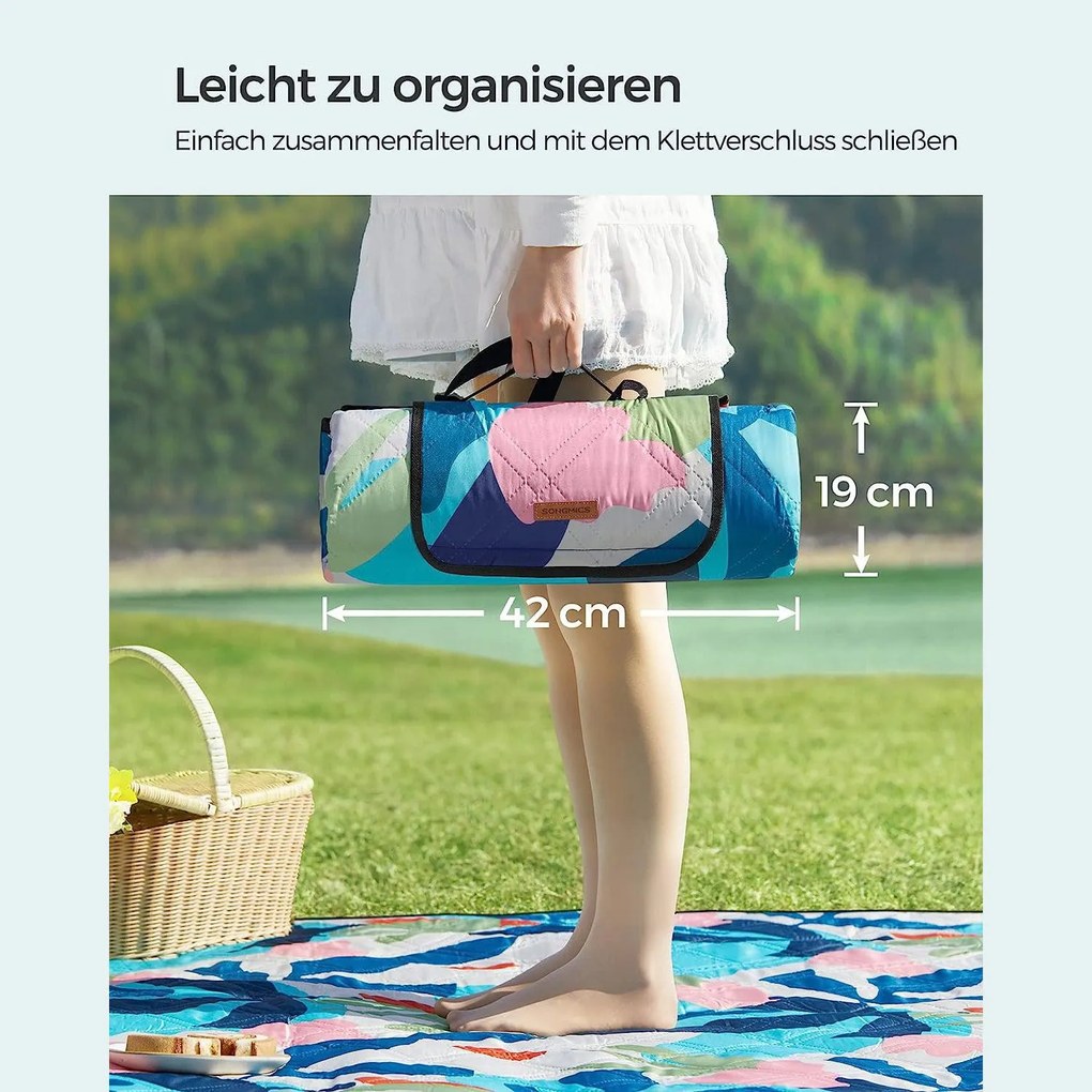 XXL piknik takaró, strand szőnyeg 300 x 200 cm színes levelek