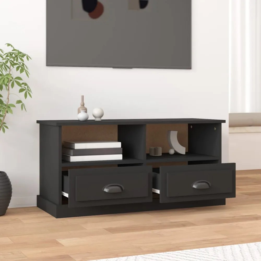 fekete szerelt fa TV-szekrény 93x35,5x45 cm