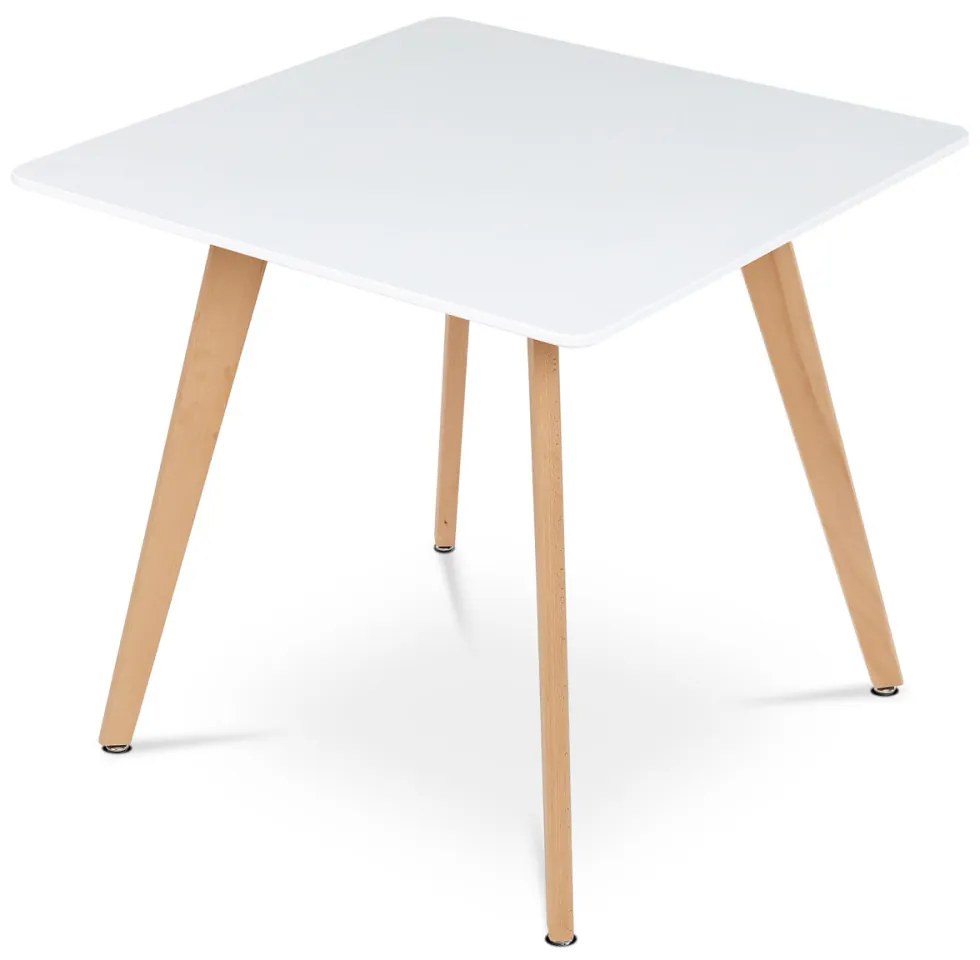 Masă de Bucătărie 80x80x74 cm, MDF, lac alb mat, picioare din fag masiv. DT-312