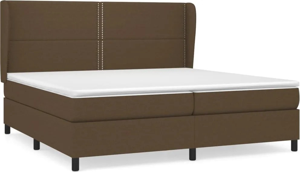 vidaXL sötétbarna szövet rugós ágy matraccal 200 x 200 cm