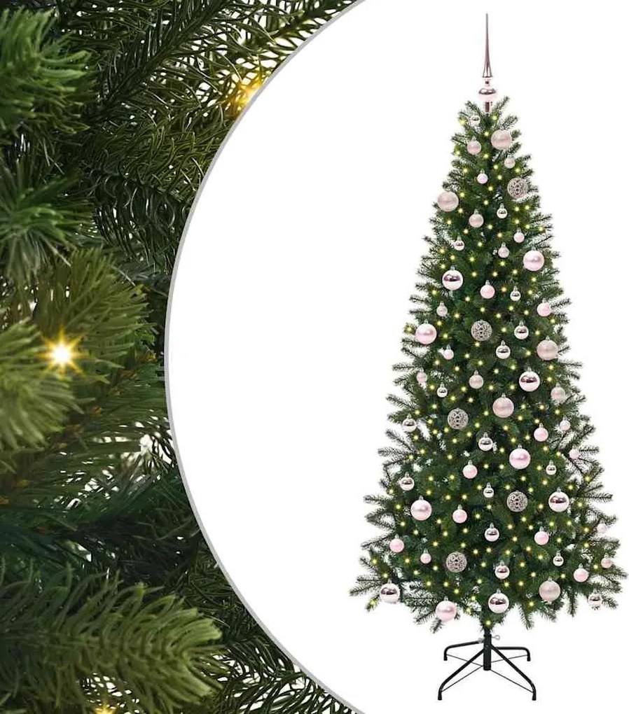 vidaXL Mű karácsonyfa 300 LED-del állvánnyal Zöld 180 cm PE és PVC