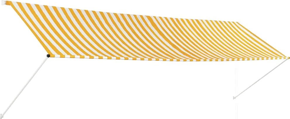 vidaXL feltekerhető sárga és fehér napellenző 400 x 150 cm