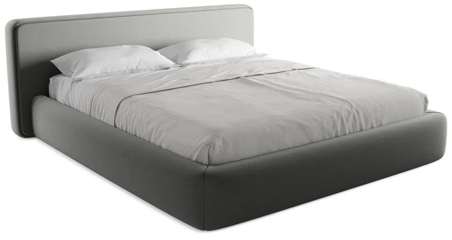 Szürke kárpitozott ágyneműtartós franciaágy ágyráccsal 180x200 cm Kiana – Makamii