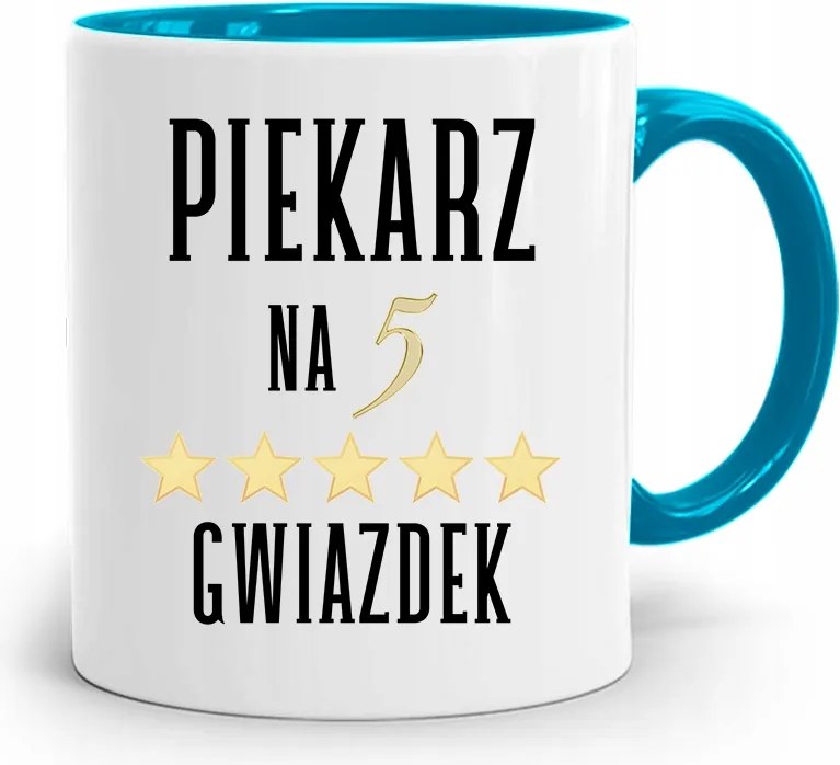 Kék Bögre Ajándék Péknek 5 Csillagos, fényképes nyomattal