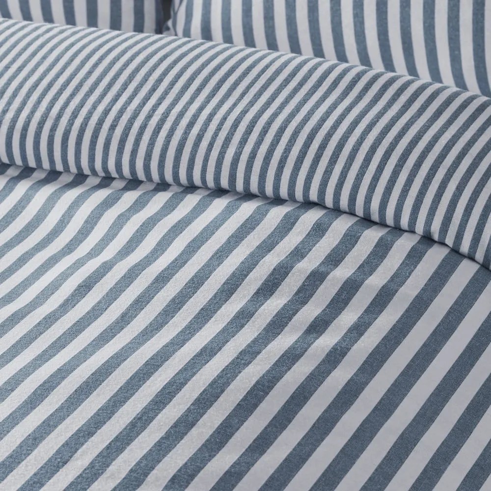 Kék egyszemélyes flanel ágyneműhuzat 135x200 cm Stripe – Catherine Lansfield