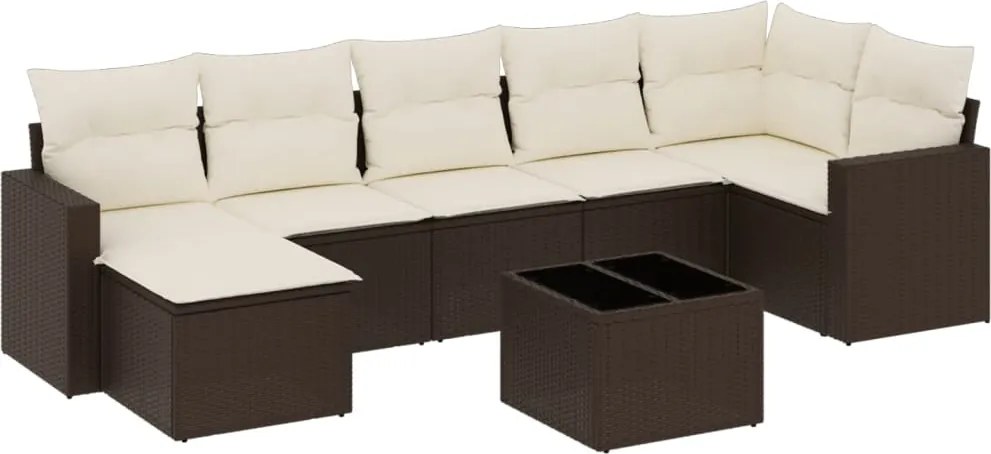 vidaXL 8 részes barna polyrattan kerti ülőgarnitúra párnákkal