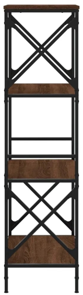 4 szintes barna tölgy színű szerelt fa könyvespolc 59x35x132 cm