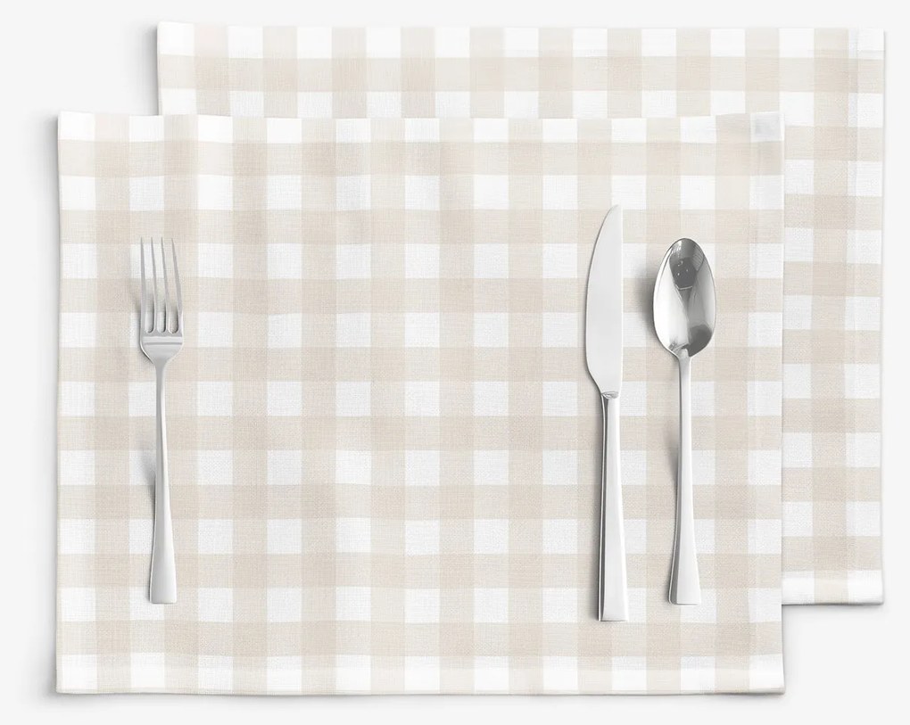 Goldea pamut reggeliző alátét - latté kockás - 2db 30 x 40 cm