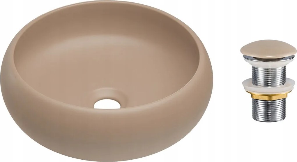 Kerámia mosdó szett Wiki lefolyóval 36 cm cappuccino