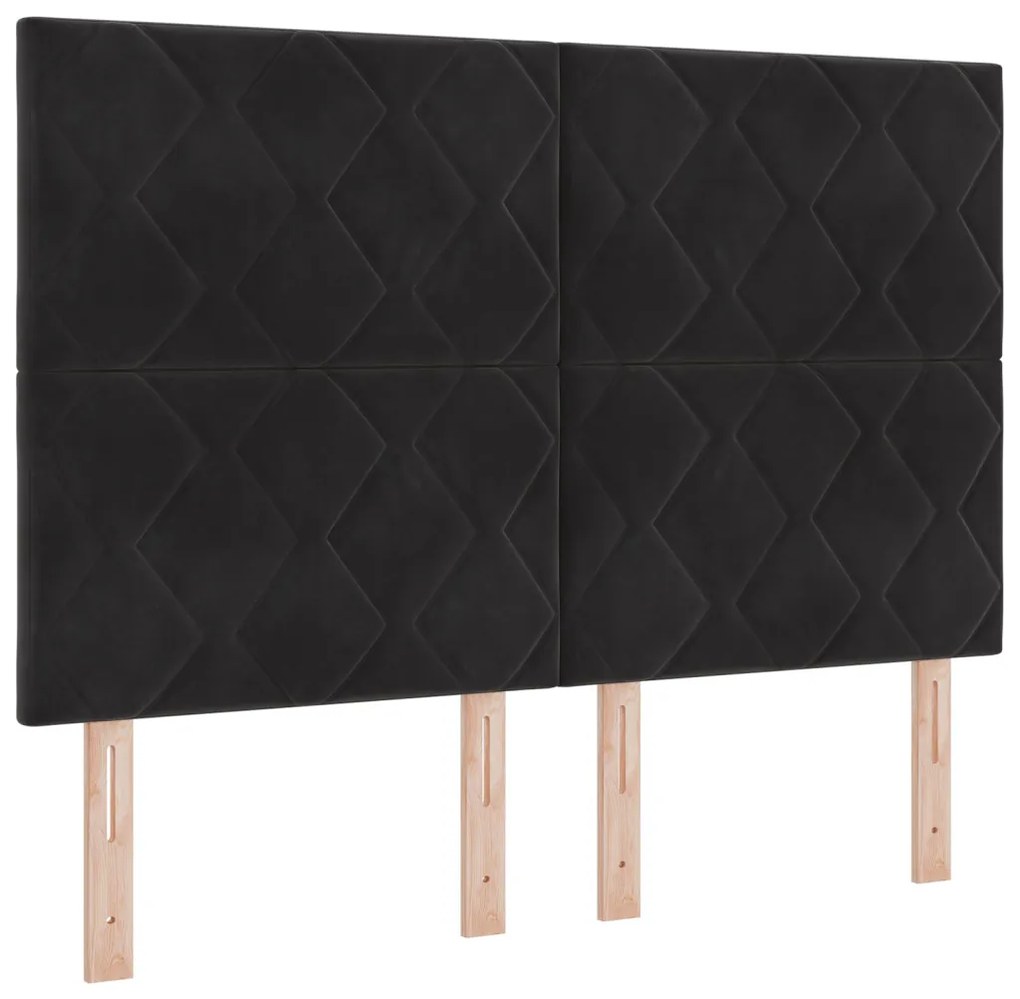 Boxspring Ágy Matrac nélkül Fekete 140x190 cm Bársony