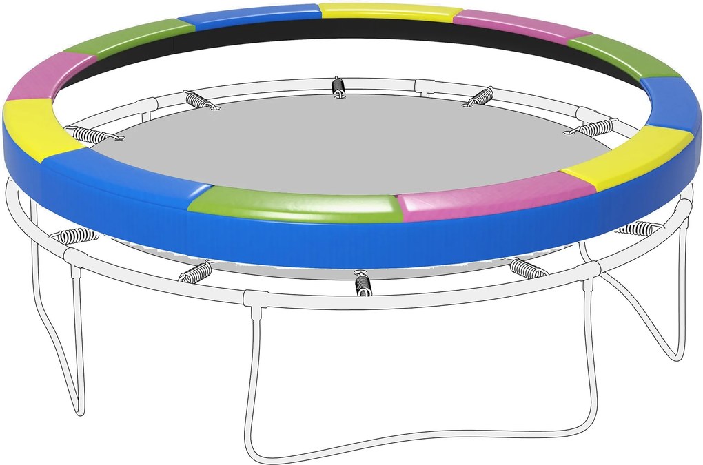 SPORTNOW Összecsukható és Hordozható Trampolin Matrac Fedél Ø366x30 cm, Kerti Trambulin Védőkupola Műanyagból, PE-ből és EPE Habból, Többszínű | Aosom