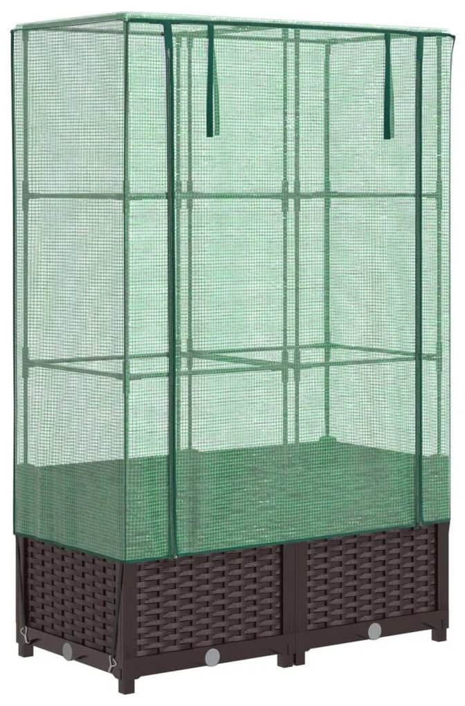 rattan megjelenésű magaságyás melegháztakaróval 80x40x138 cm