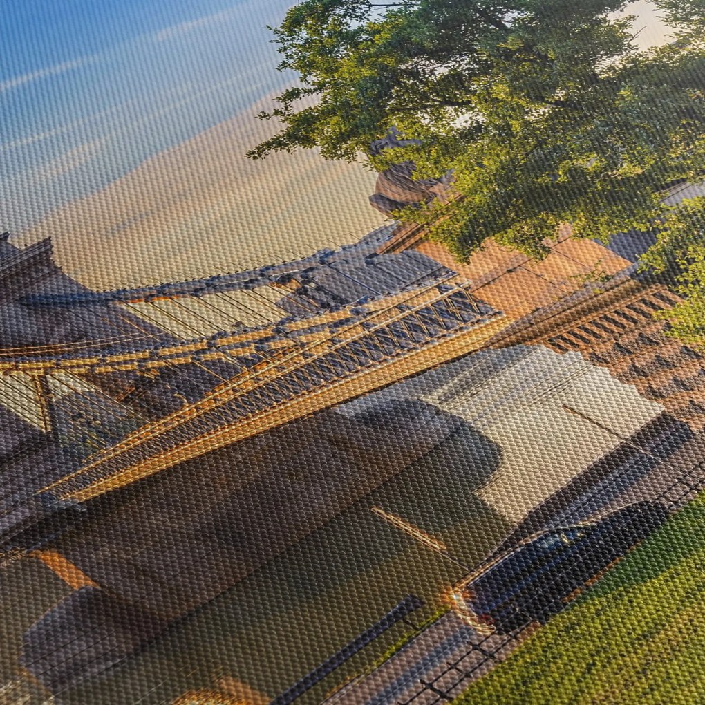 Kép - Híd a folyón, Budapest, Magyarország (órával) (90x30 cm)
