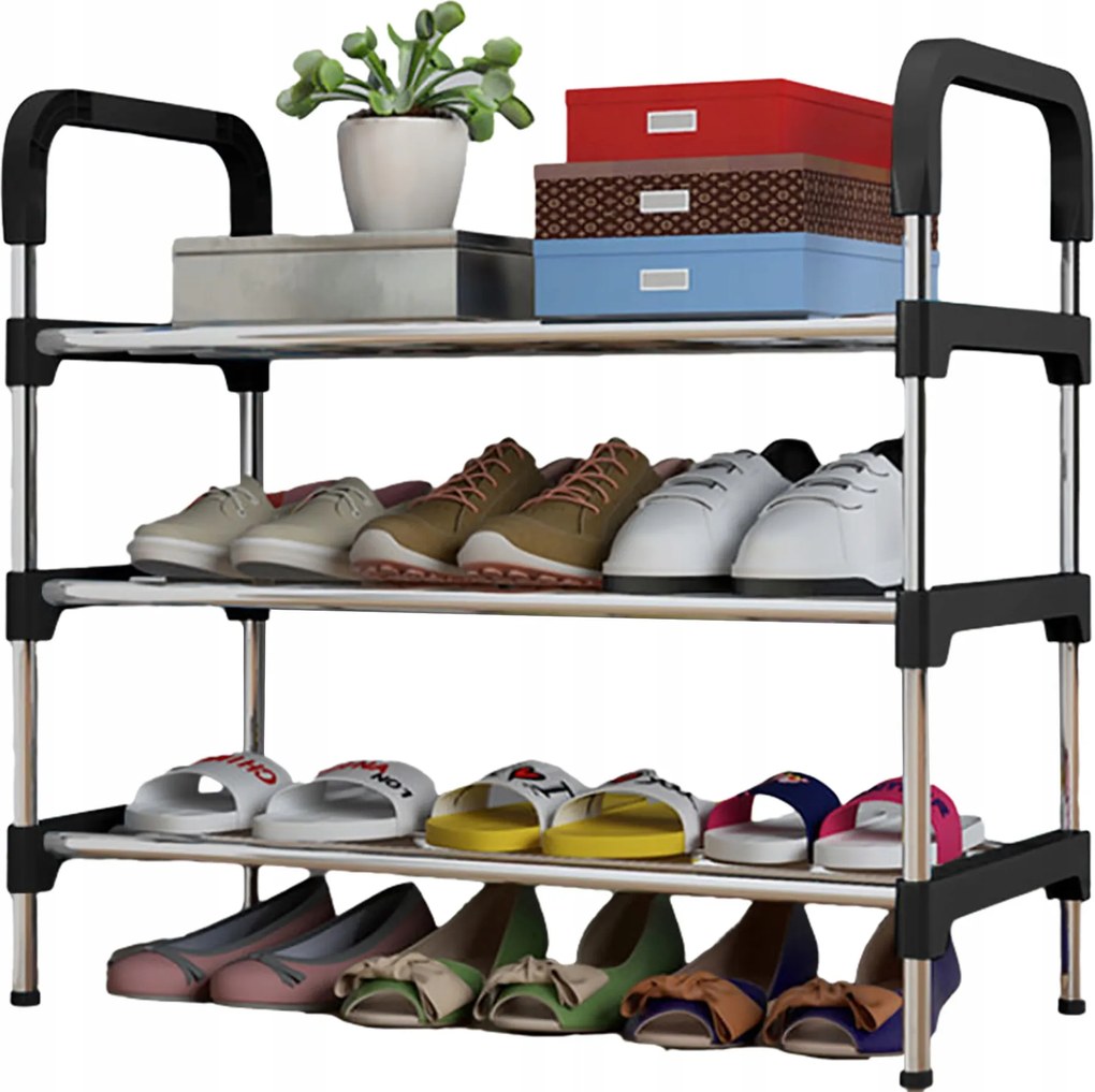 Állvány rendszerező Cipősszekrény 3 szintes Fém