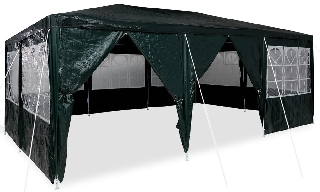 Parti sátor 10 oldalfallal Zöld 6x4 m PE