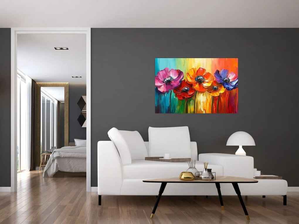 Kép - Öt színes virág (90x60 cm)