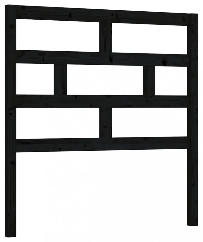 fekete tömör fenyőfa ágyfejtámla 106 x 4 x 100 cm