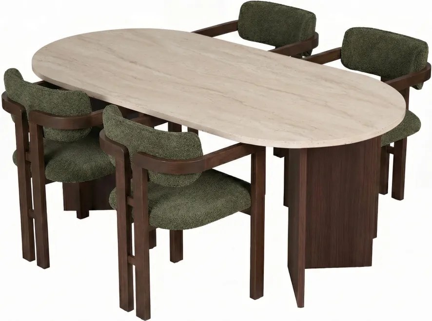 Meridia étkezőgarnitúra, travertin-milánói dió, 180 cm – TR199NRD1138