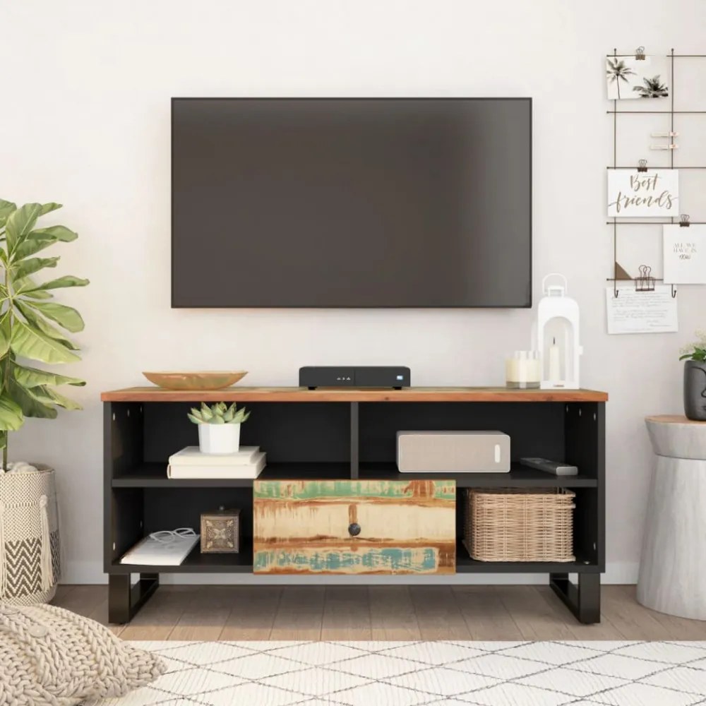 tömör újrahasznosított és szerelt fa TV-szekrény 100x33x46 cm