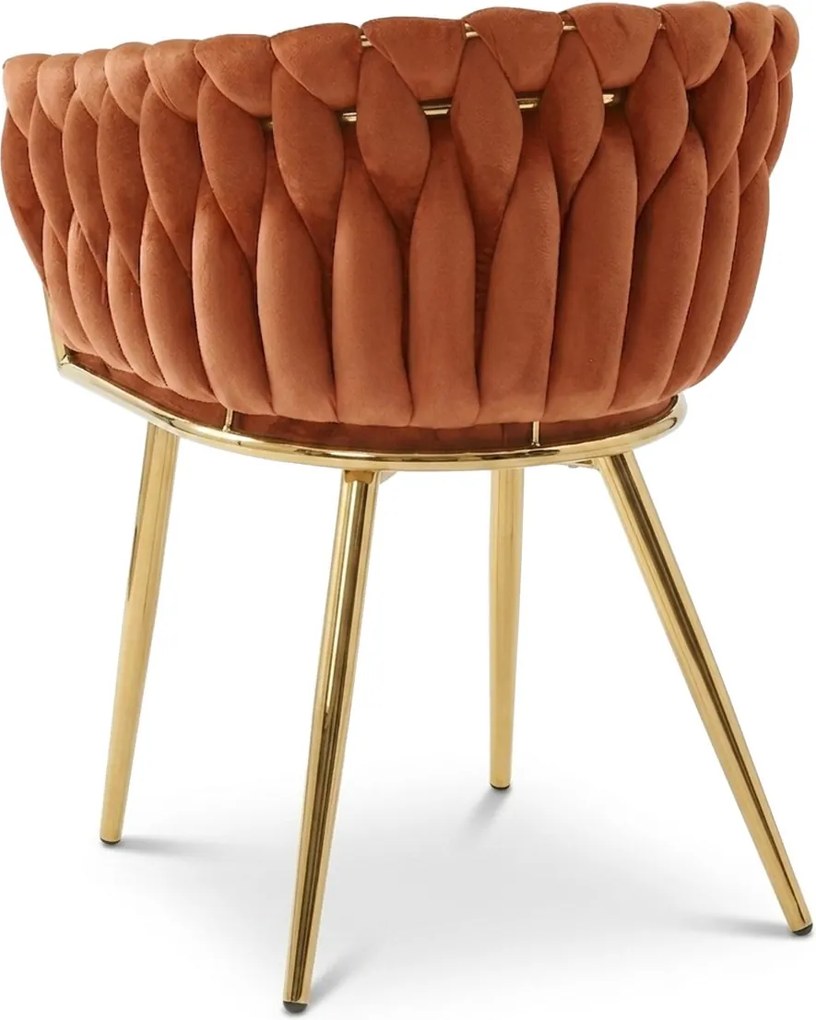 Bársony étkezőfotel ORION VELVET arany lábakkal, terrakotta színben