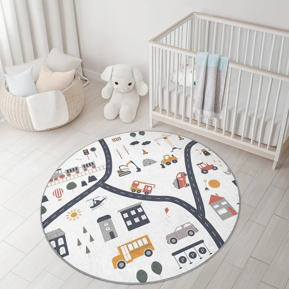 Mosható gyerek játszószőnyeg ø100 cm World Around Me – Mila Home