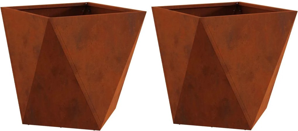 vidaXL Növénytartó 2 pcs Rozsdás 50 x 50 x 50 cm Időjárásálló acél