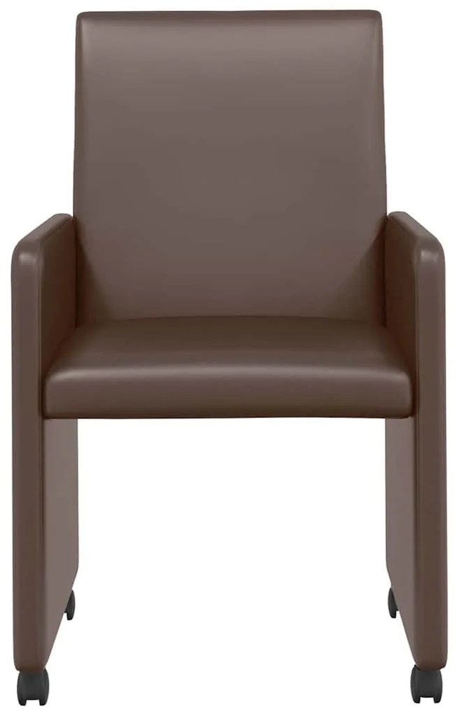 vidaXL Kerekes Étkező Székek 2 pcs Barna 57 x 66 x 94 cm Műbőr