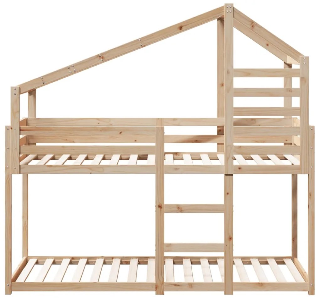 tömör fenyőfa ágy emelettel és tetővel 80 x 200 cm