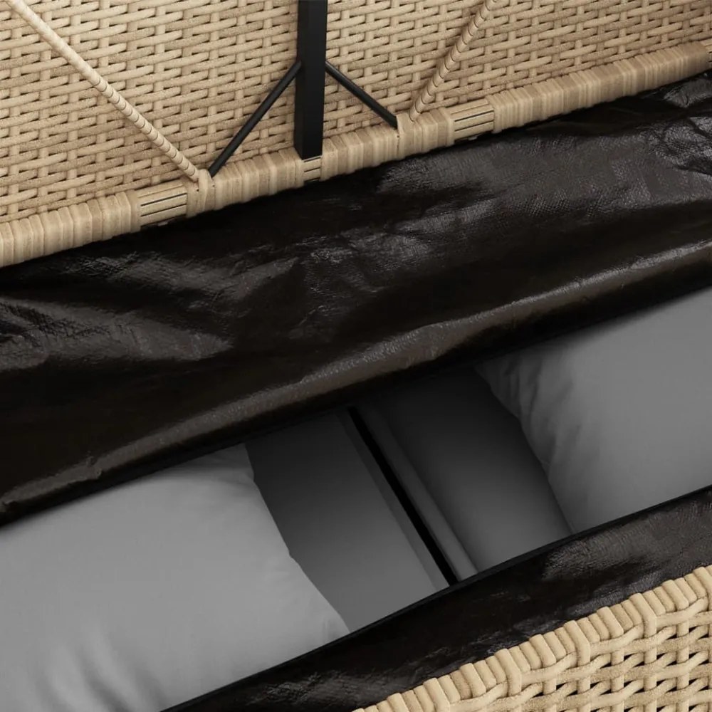 bézs polyrattan kerti pad párnákkal