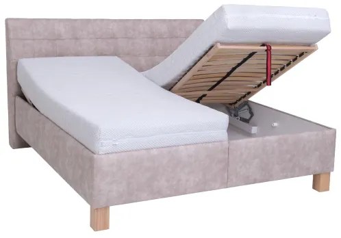 Kárpitozott ágy matraccal és beépített tárolóval VIOLET 160x200 cm bézs