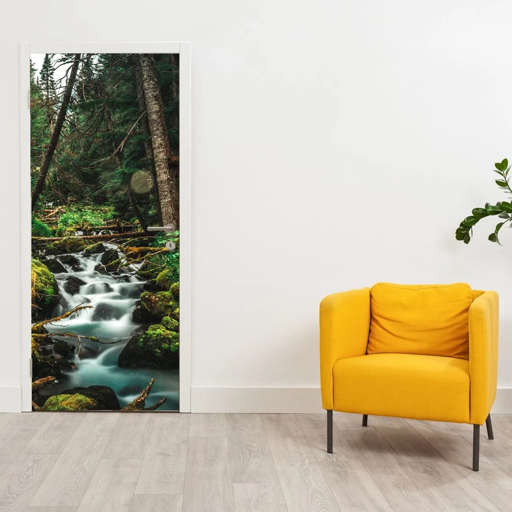 Fotótapéta ajtóra - Patak az erdőben (95x205cm)