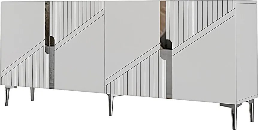 Evva komód, fehér-ezüst, 125 cm