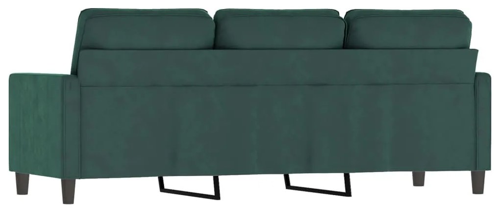 vidaXL 3 személyes sötétszöld bársony kanapé 180 cm