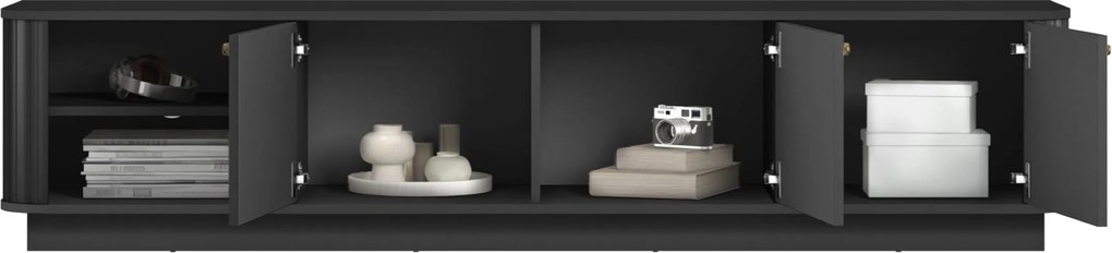 Vesper 3D TV-szekrény 187 cm talapzaton - fekete / arany fogantyúk