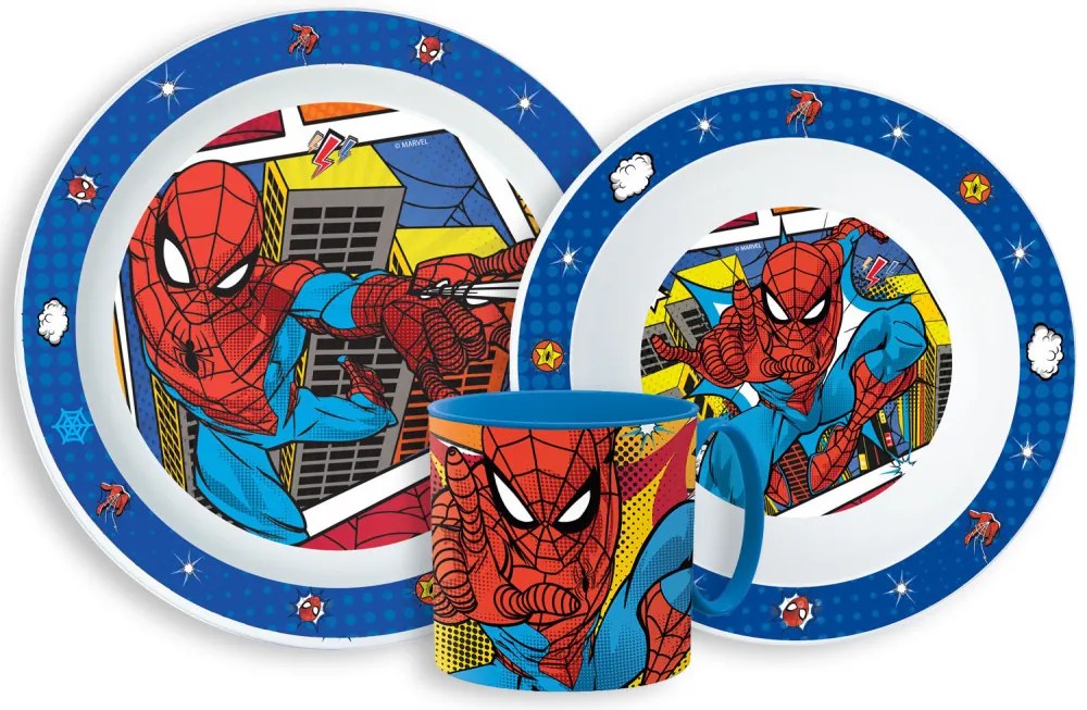 Pókember Grid étkészlet, micro műanyag szett bögrével 265 ml