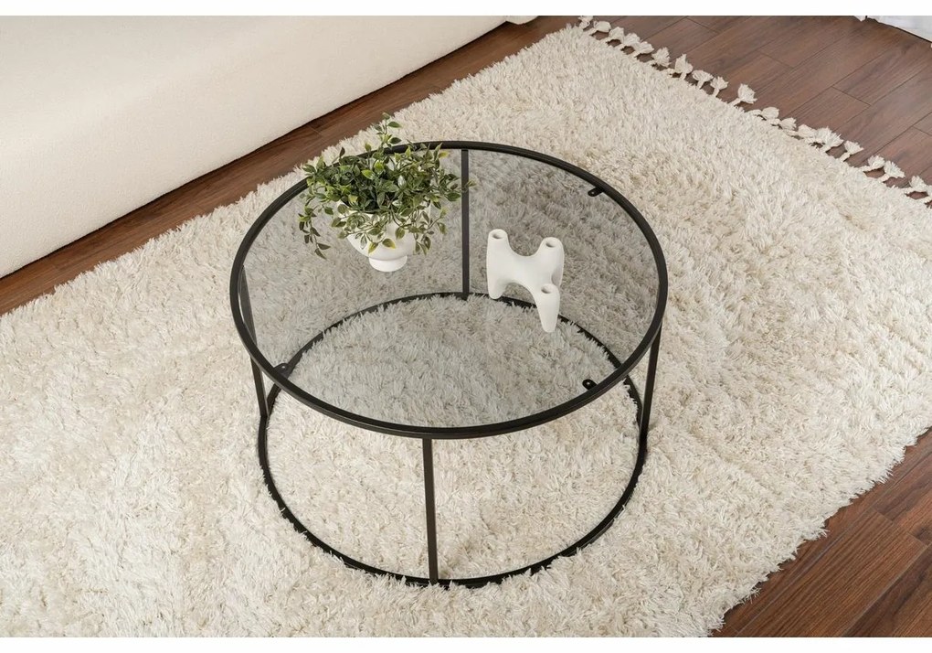 Aurum Black dohányzóasztal sötét üveggel, 80 cm