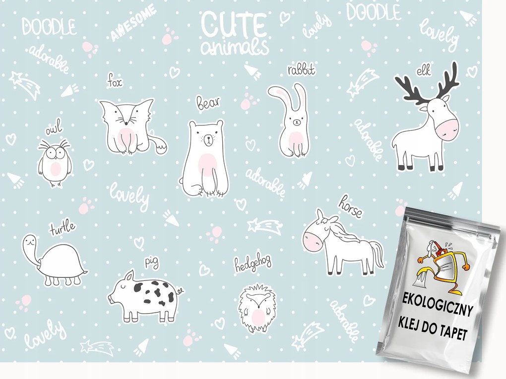 Fotótapéta Flizelina Gyerekek Doodle Játék Állatok 100x75 ragasztó