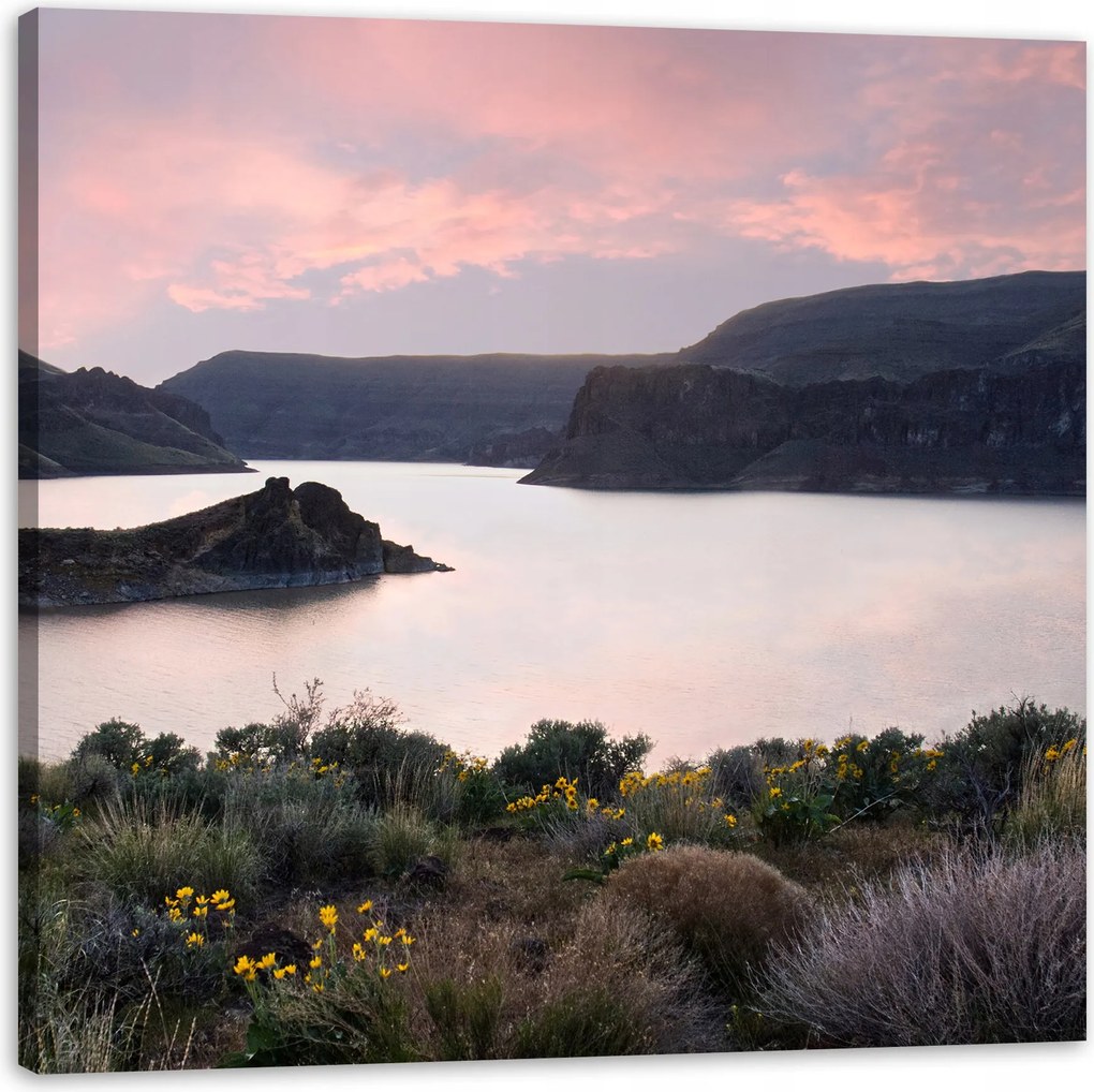 Vászonkép Természet Hegyek Víz Ég Virágok Növények 50x50