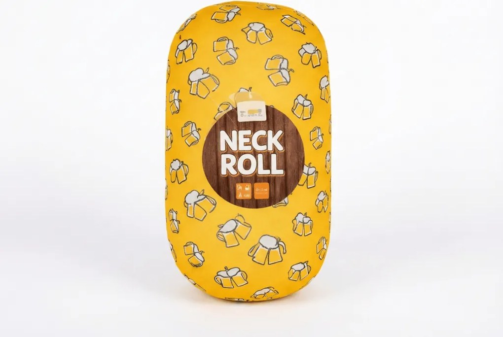 Utazó párna BEER NECK ROLL 30x15 cm, sárga