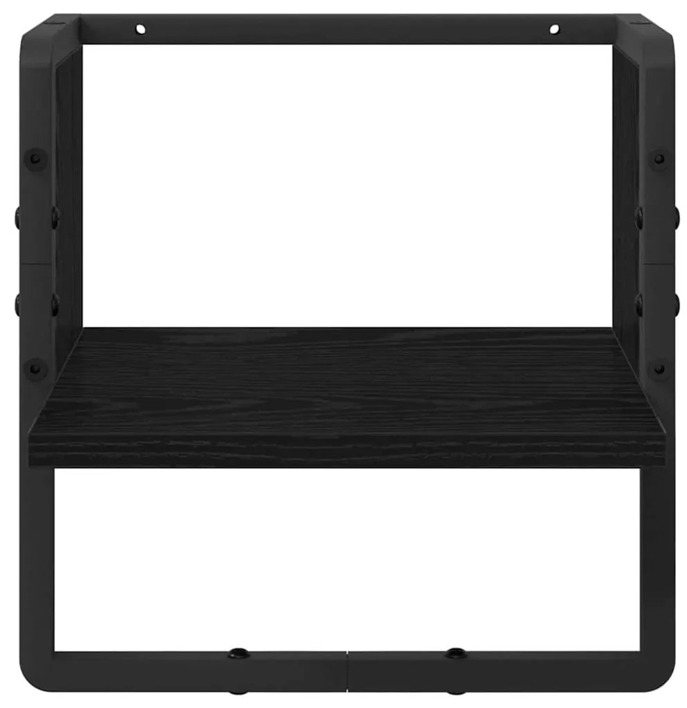 vidaXL Falpolc polcokkal Fekete tölgy 30 x 25 x 30 cm Faanyag