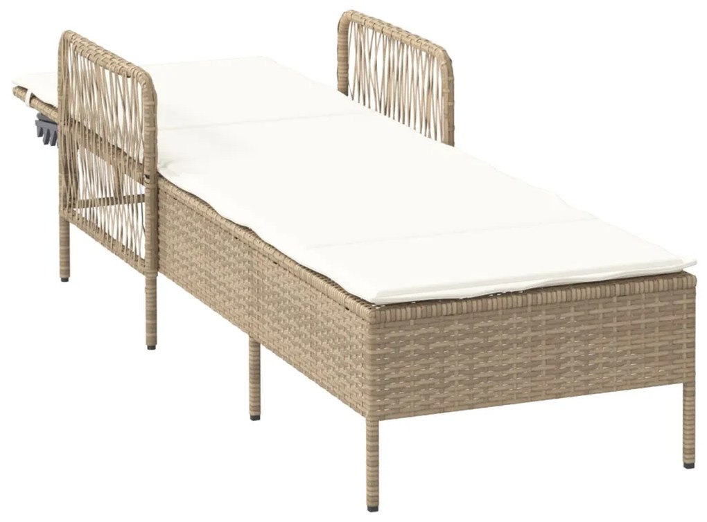 Napozóágy Bézs és krém színű PE Rattan 157 x 55 x 92 cm