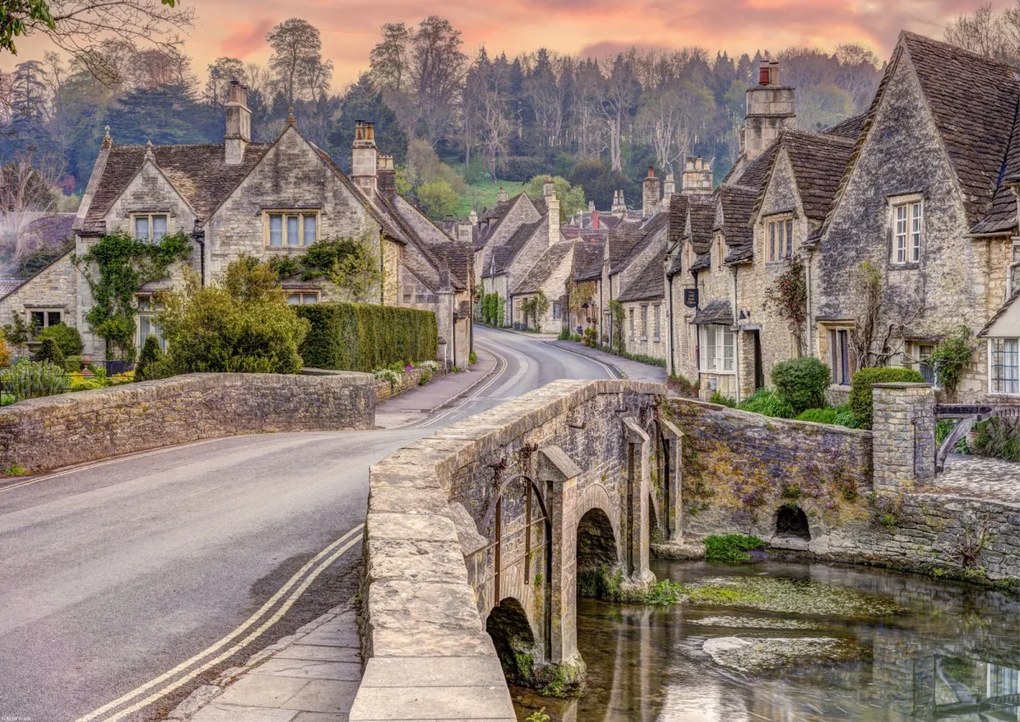 Poszter 59,4x42cm Házak és kőhíd, Assaf Frank